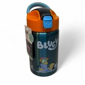 Kids Stainless Steel Bluey Water Bottle Leakproof 14oz  Straw New BPA Free Zak!